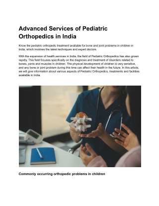 Advanced Services of Pediatric Orthopedics in India