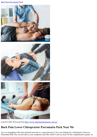 Neck And Shoulder Pain On Left Side Chiropractor Parramatta Park (07) 4285 9534