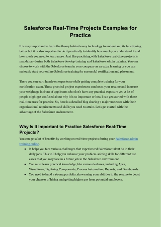 Salesforce Real-Time Projects Examples for Practice