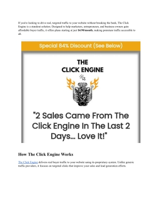 The Click Engine Review: Boost Your Traffic and Conversions