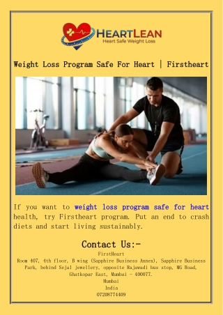 Weight Loss Program Safe For Heart  Firstheart