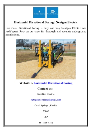 Horizontal Directional Boring   Nextgen Electric