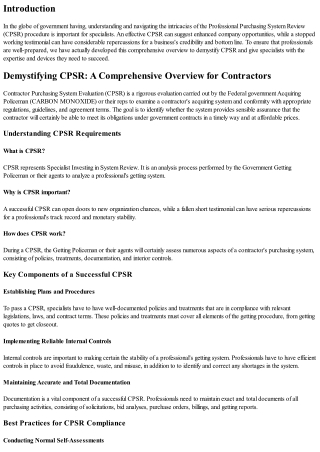 Debunking CPSR: A Comprehensive Guide for Specialists