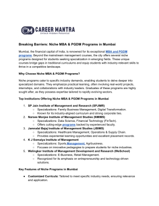 Breaking Barriers: Niche MBA & PGDM Programs in Mumbai