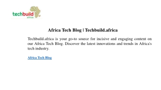 Africa Tech Blog  Techbuild.africa