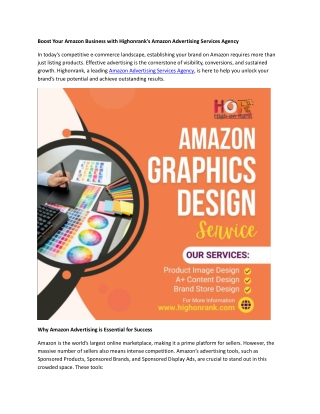 Boost Your Amazon Business with Highonrank's Amazon Advertising Services Agency