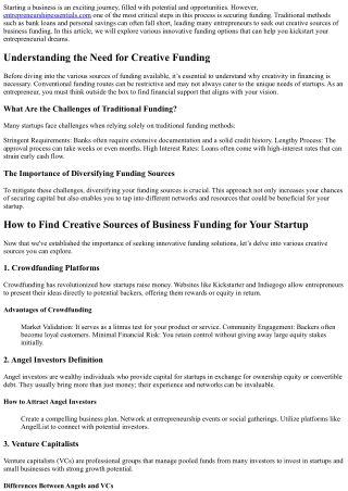 How to Find Creative Sources of Business Funding for Your Startup