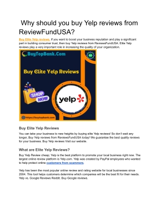 Why should you buy Yelp reviews from ReviewFundUSA