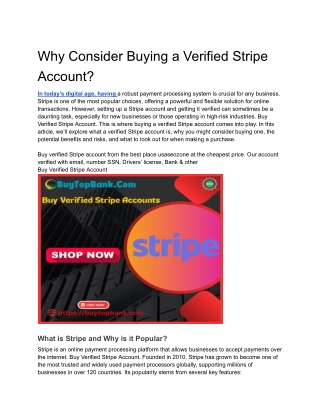 Why Consider Buying a Verified Stripe Account