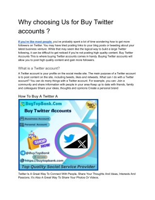 Why choosing Us for Buy Twitter accounts