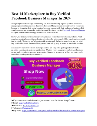 Best 14 Marketplace to Buy Verified Facebook Business Manager In 2024