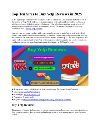Top Ten Sites to Buy Yelp Reviews in 2025