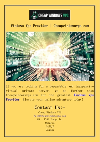 Windows Vps Provider  Cheapwindowsvps.com