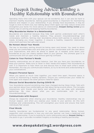 Deepak Dating Advice Building a Healthy Relationship with Boundaries