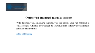Online Vlsi Training  Takshila-vlsi.com