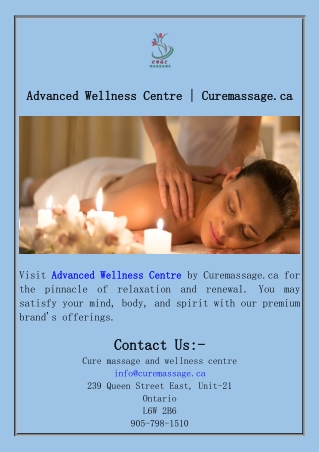 Advanced Wellness Centre  Curemassage.ca