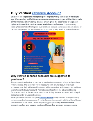 Buy Verified Binance Account