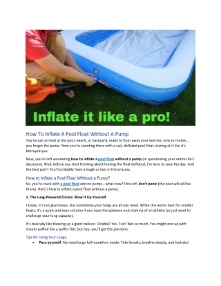 How To Inflate A Pool Float Without A Pump