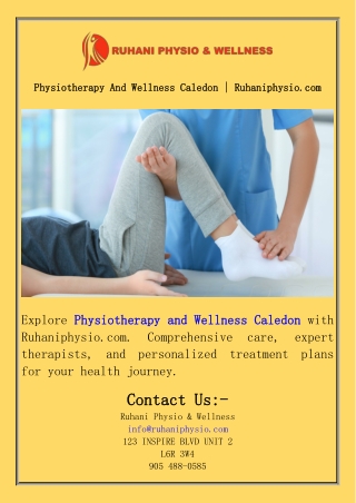 Physiotherapy And Wellness Caledon  Ruhaniphysio.com