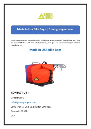Made In Usa Bike Bags  Greengurugear
