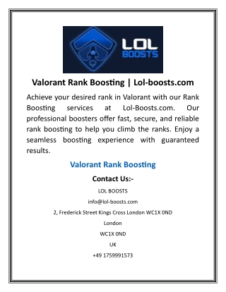 Valorant Rank Boosting  Lol-boosts.com