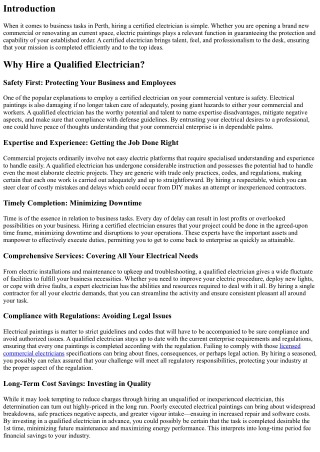 Why Hire a Qualified Electrician for Commercial Projects in Perth?