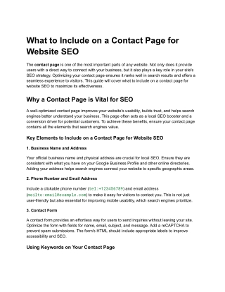 what to include on contact page for website SEO