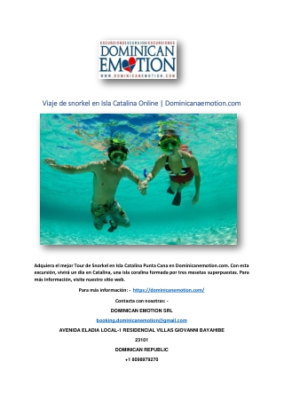 Viaje de snorkel en Isla Catalina Online | Dominicanaemotion.com