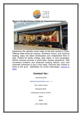 Discover the Best Cinema in Doha for Unmatched Entertainment