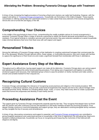 Alleviating the Burden: Browsing Funeraria Chicago Arrangements with Treatment