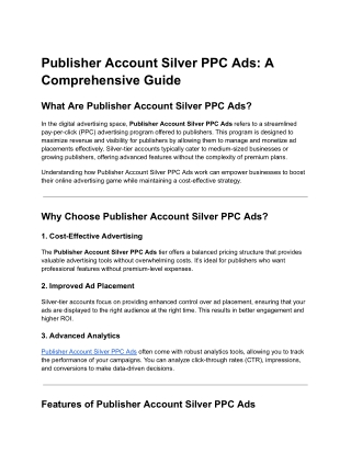 Publisher Account Silver PPC Ads