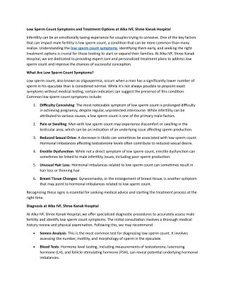 Low Sperm Count Symptoms and Treatment Options at Alka IVF 4 december
