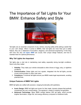 The Importance of Tail Lights for Your BMW_ Enhance Safety and Style