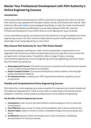 Unlocking Professional Growth with PDH Online The Best Online Engineering Courses and Correspondence Learning Options