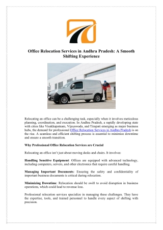 Professional Office Relocation Services in Andhra Pradesh - Shifting.com