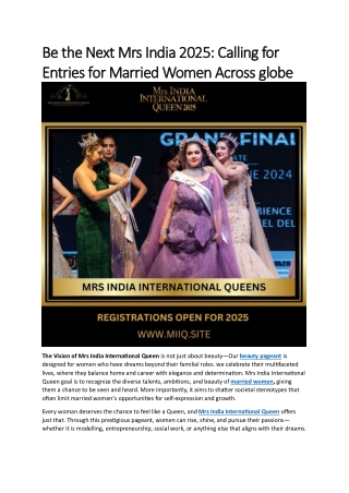 Be the Next Mrs India 2025