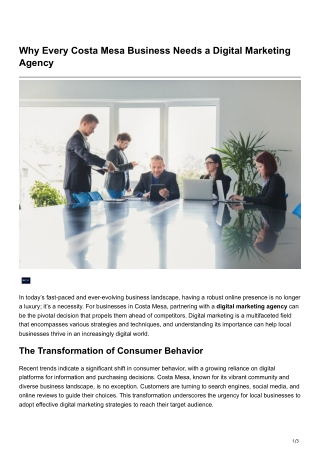 Why Every Costa Mesa Business Needs a Digital Marketing Agency