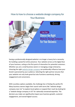 How to Choose the Right Website Design Company for Your Business