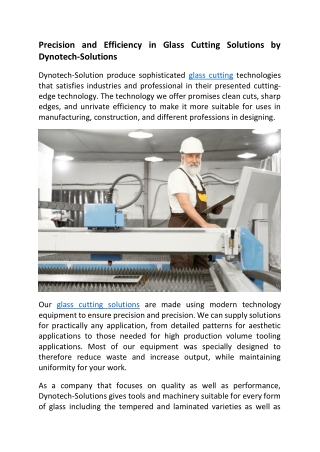 Precision and Efficiency in Glass Cutting Solutions by Dynotech-Solutions