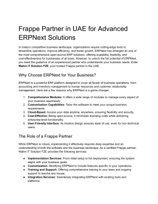 Frappe Partner in UAE for Advanced ERPNext Solutions