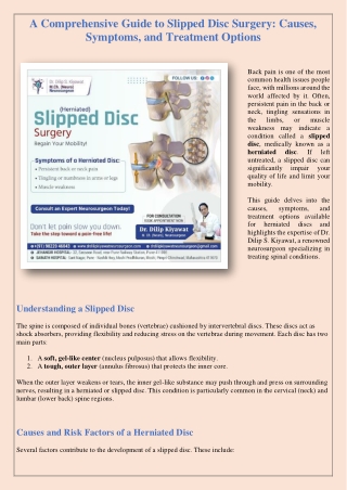Slipped Disc Surgery in pune - Dr. Dilip Kiyawat