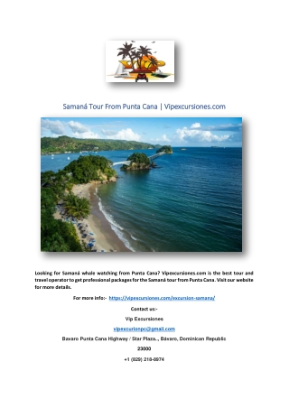 Samaná Tour From Punta Cana | Vipexcursiones.com
