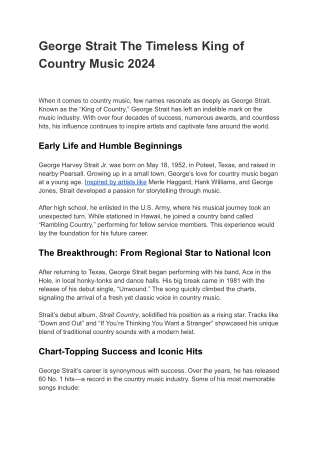 George Strait The Timeless King of Country Music 2024