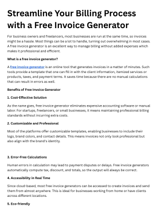 Streamline Your Billing Process with a Free Invoice Generator