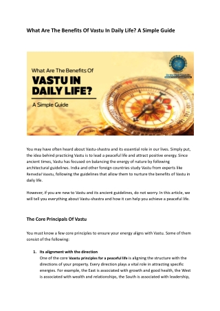 What Are The Benefits Of Vastu In Daily Life