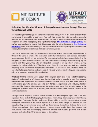 Unlocking the World of Cinema A Comprehensive Journey through Film and Video Design at MITID