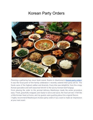 Korean Party Orders