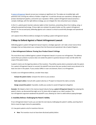 How to Defend Against a Patent Infringement Lawsuit_ 3 Effective Strategies