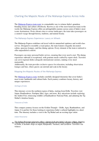 Charting the Majestic Route of the Maharaja Express Across India