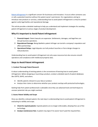 How to Avoid Patent Infringement_ A Comprehensive Guide